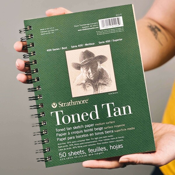 Strathmore 400 Series Sketch Pad, Toned Tan, 5.5x8.5 inch, 50 Sheets